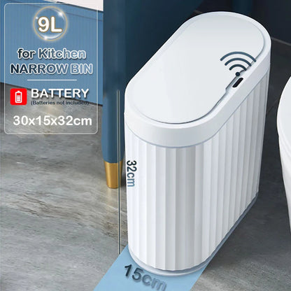 7/9L Automatic Sensor Trash Can – Smart Induction Garbage Bin with Roman Striped Design for Bathroom & Kitchen