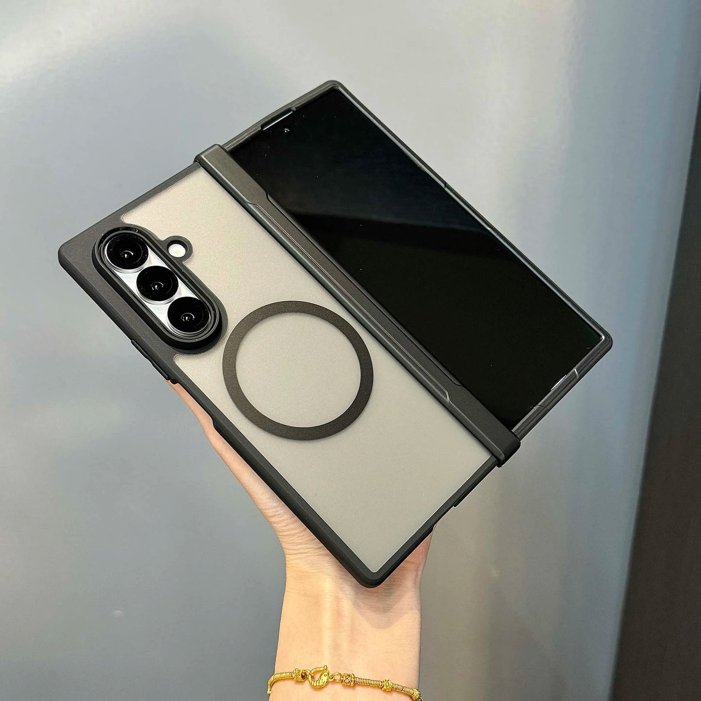 MagSafe-Compatible Case for Samsung Galaxy Z Fold 7 – Translucent Hinge, Shockproof Folding Cover with Magnetic Wireless Charging