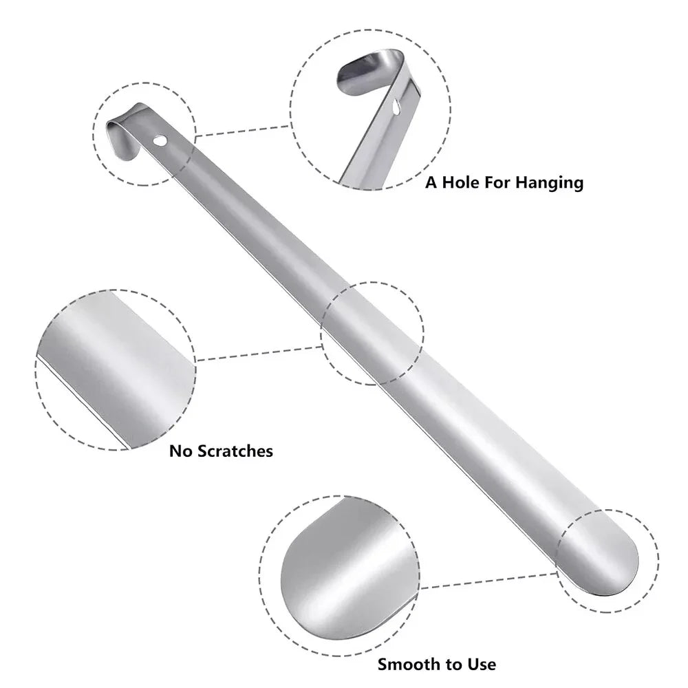 Professional 42/52cm Stainless Steel Shoehorn – Easy-Handle Metal Shoe Extractor and Lazy Shoe Helper Accessory