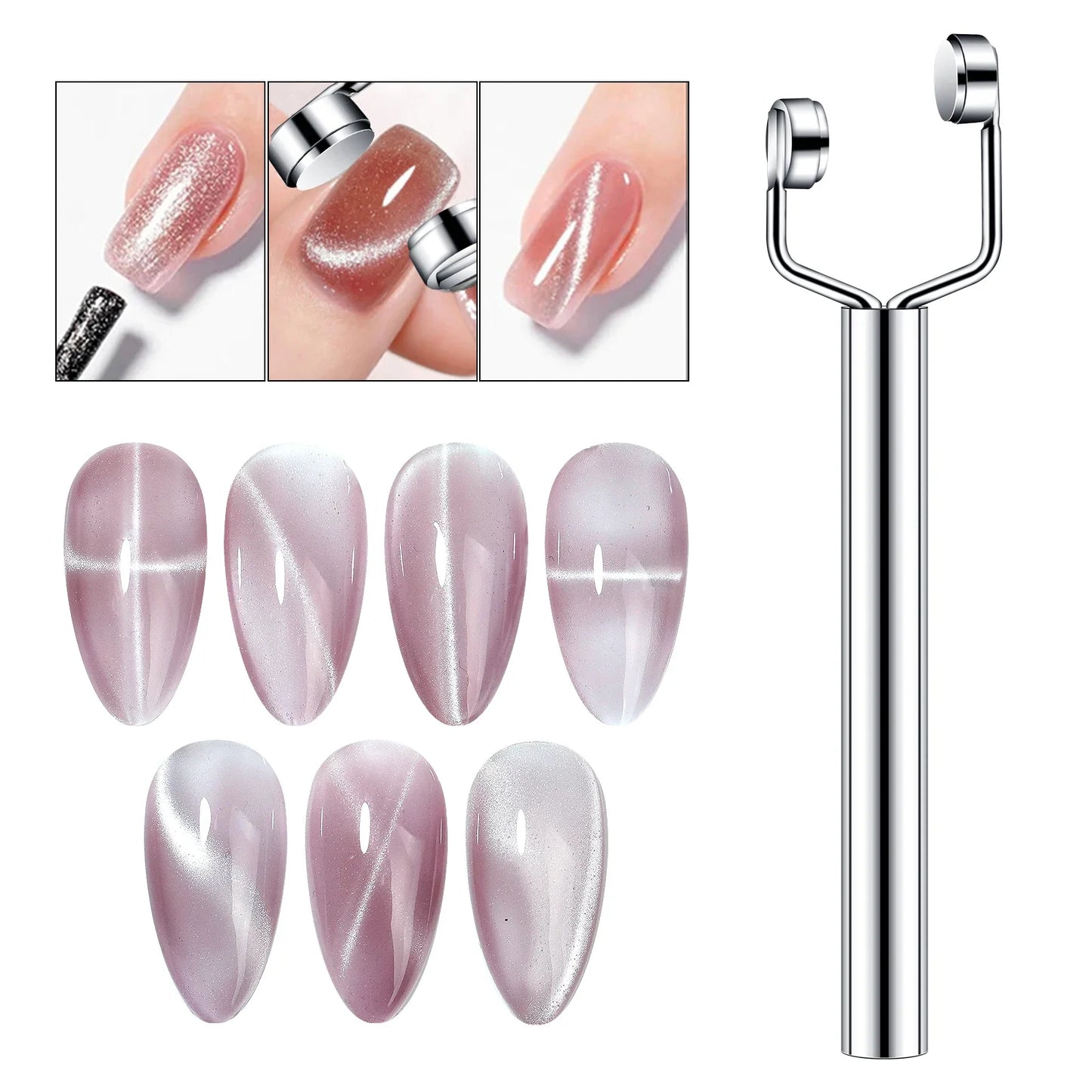 3-in-1 Y-Shaped Magnetic Stick for Cat Eye UV Gel Polish – Nail Art Magnet Tool for Manicure Effects