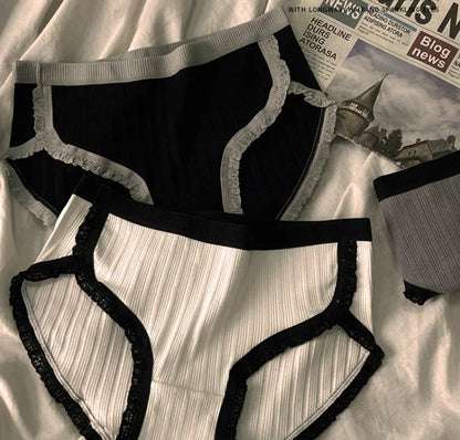 3-Piece Women’s Cotton Panties Set – Mid-Waist, Breathable Underwear, Solid Color Briefs, Sexy Lingerie for Girls