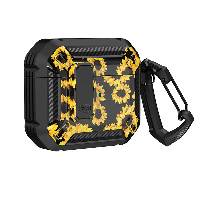 Carbon Fiber Shockproof Case for AirPods Pro 1/2 & AirPods 3 – Protective Headset Cover with Switch