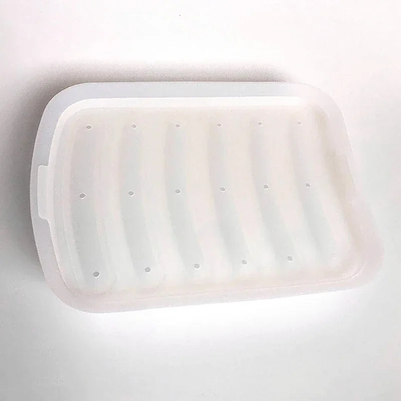6-Grid Silicone Sausage Maker Mold with Lid – DIY Ham & Hot Dog Shaping Tool for Kitchen Baking & Food Preparation