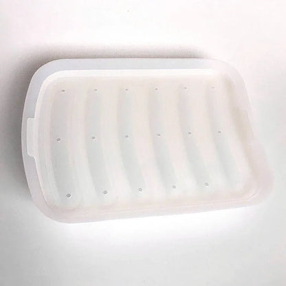 6-Grid Silicone Sausage Maker Mold with Lid – DIY Ham & Hot Dog Shaping Tool for Kitchen Baking & Food Preparation