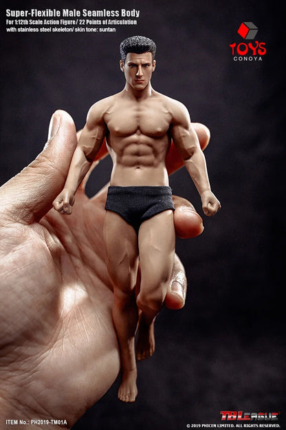 TBLeague Phicen 1/12 Male Action Figure Body - Super Flexible Seamless Suntan Skin Steel Skeleton Doll