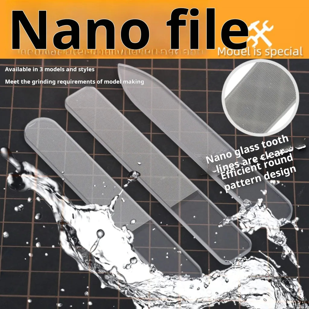 Nano Glass Polishing File – Washable Friction Tool for Gundam Models, Nail Repair & Hobby Finishing