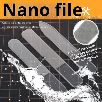 Nano Glass Polishing File – Washable Friction Tool for Gundam Models, Nail Repair & Hobby Finishing