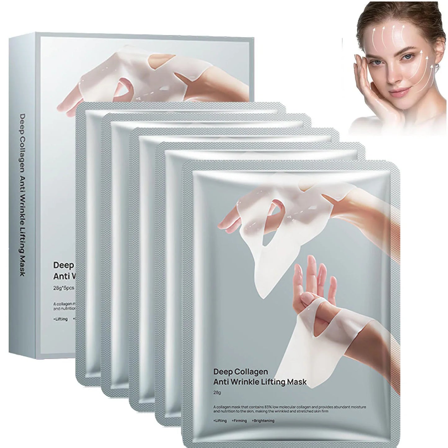 5-Pack Deep Collagen Anti-Wrinkle Face Mask – Overnight Lifting, Firming & Moisturizing