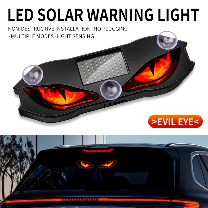 Solar Powered Car Neon Light - Wireless Demon Eye LED Ambient Lamp with USB Rechargeable Breathing Light