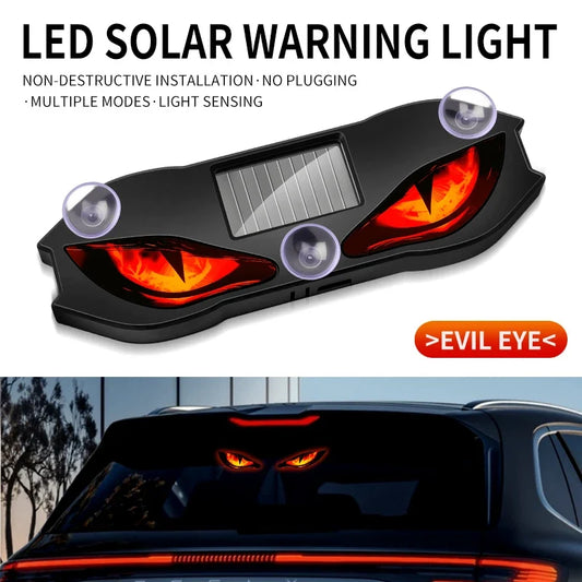 Solar Powered Car Neon Light - Wireless Demon Eye LED Ambient Lamp with USB Rechargeable Breathing Light