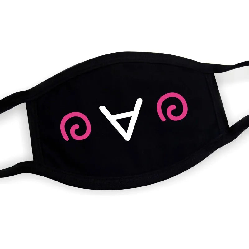 Black Cotton Winter Mask — Unisex Thickened Half-Face Cotton Cartoon Pattern Anti-Dust Respirator
