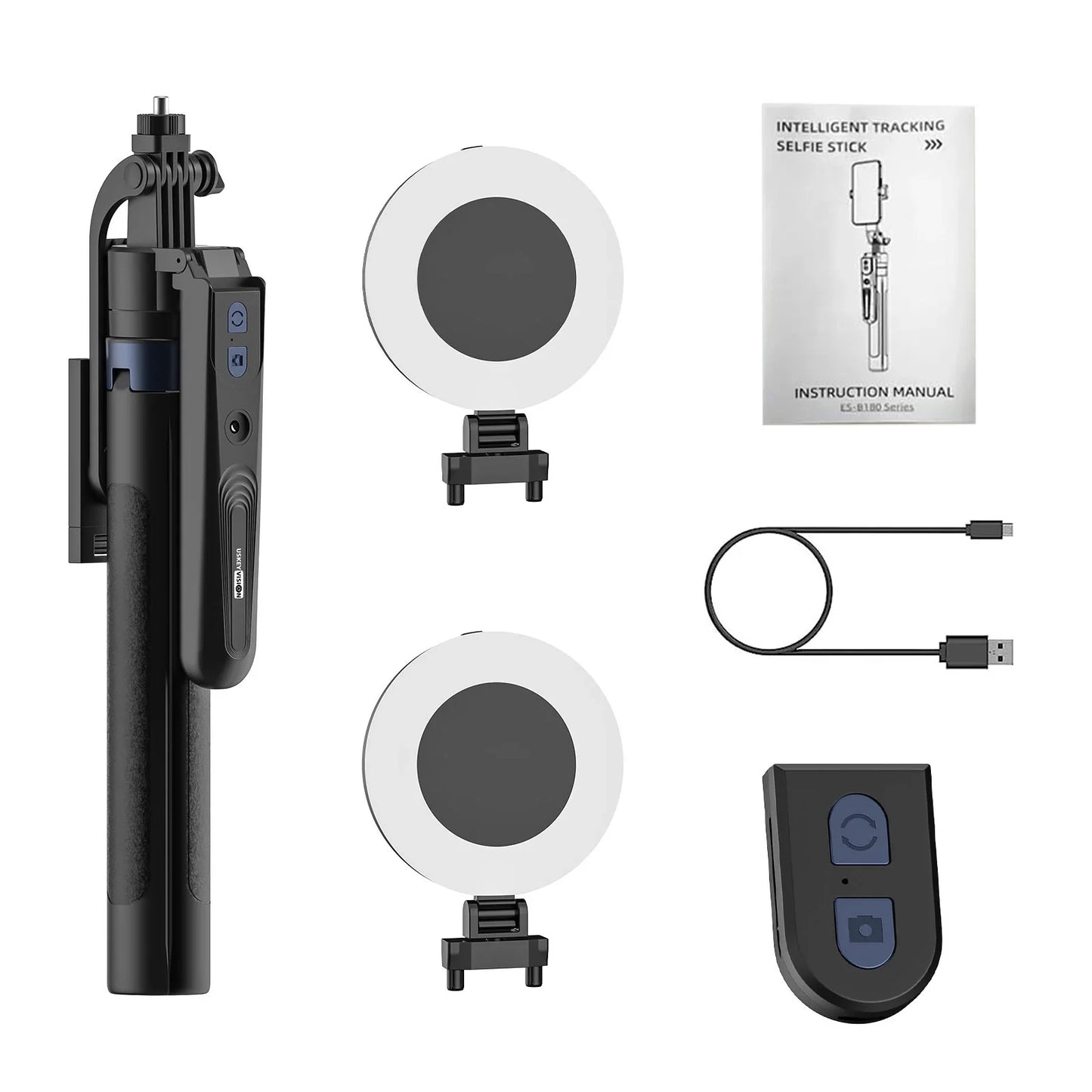 Smartphone Selfie Stick Gimbal Stabilizer – Anti-Shake Pan-Tilt Tripod with Bluetooth Remote & AI Follow
