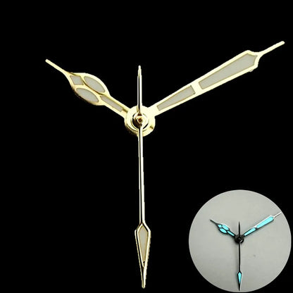 High-Quality Vintage Watch Hands - Polished BGW9 & C3 Luminescent Blue/Green Pointer for Seiko NH35/NH36 Movement Conversion