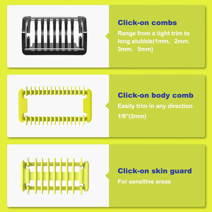 7/8 Guide Comb Guards for Philips OneBlade – Compatible with QP2520, QP2530, QP2620, QP2630, QP6510, QP6520, QP6620, Beard Trimmer & Face Hair Clippers