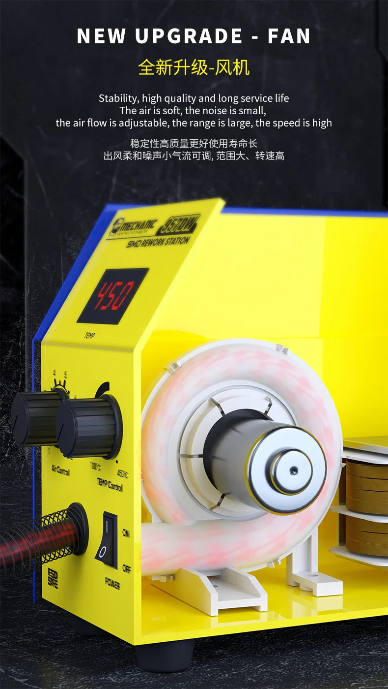 MECHANIC 957DW Soldering & Desoldering Station – Dual-Scroll Hot Air Rework Tool for PCB Mainboard and Tin Soldering
