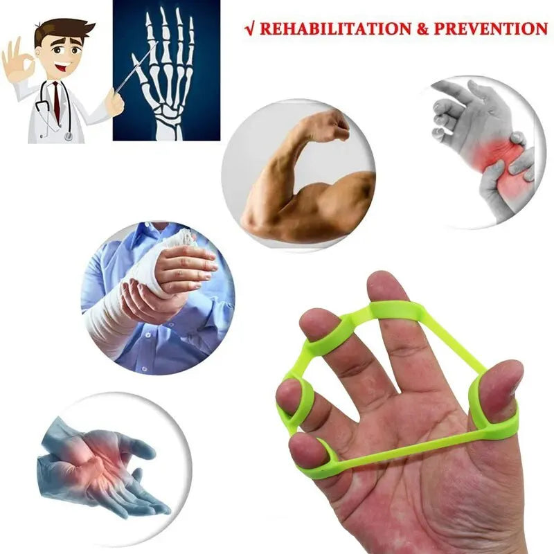 Silicone Finger Gripper - Hand Grip Resistance Band for Gym Workout & Strength Training | Wrist Stretcher & Five Finger Expander