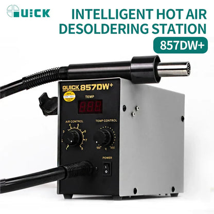 QUICK 857DW+ Dual Hot Air Desoldering Station – Intelligent SMD PCB & BGA Repair Tool for Welding and Desoldering