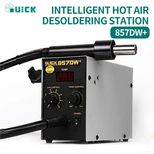 QUICK 857DW+ Dual Hot Air Desoldering Station – Intelligent SMD PCB & BGA Repair Tool for Welding and Desoldering