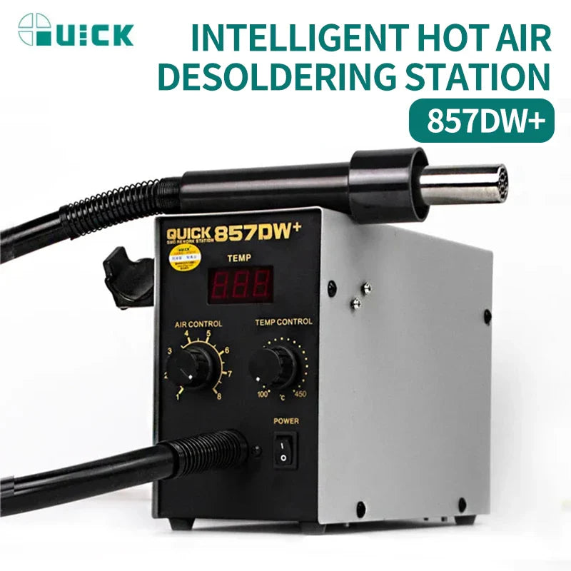 QUICK 857DW+ Dual Hot Air Desoldering Station – Intelligent SMD PCB & BGA Repair Tool for Welding and Desoldering