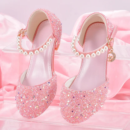 Girls' Princess High Heel Shoes - Shiny Star Pendant Dress & Birthday Party Footwear