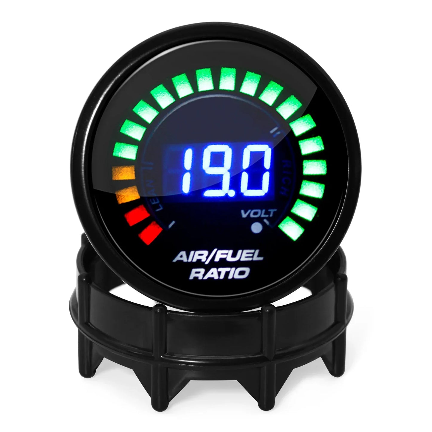 52mm Digital Air Fuel Ratio Gauge — AFR Display with Narrowband O2 Oxygen Sensor 0258006028, Smoked Car Gauge for Gasoline Engines, 12V