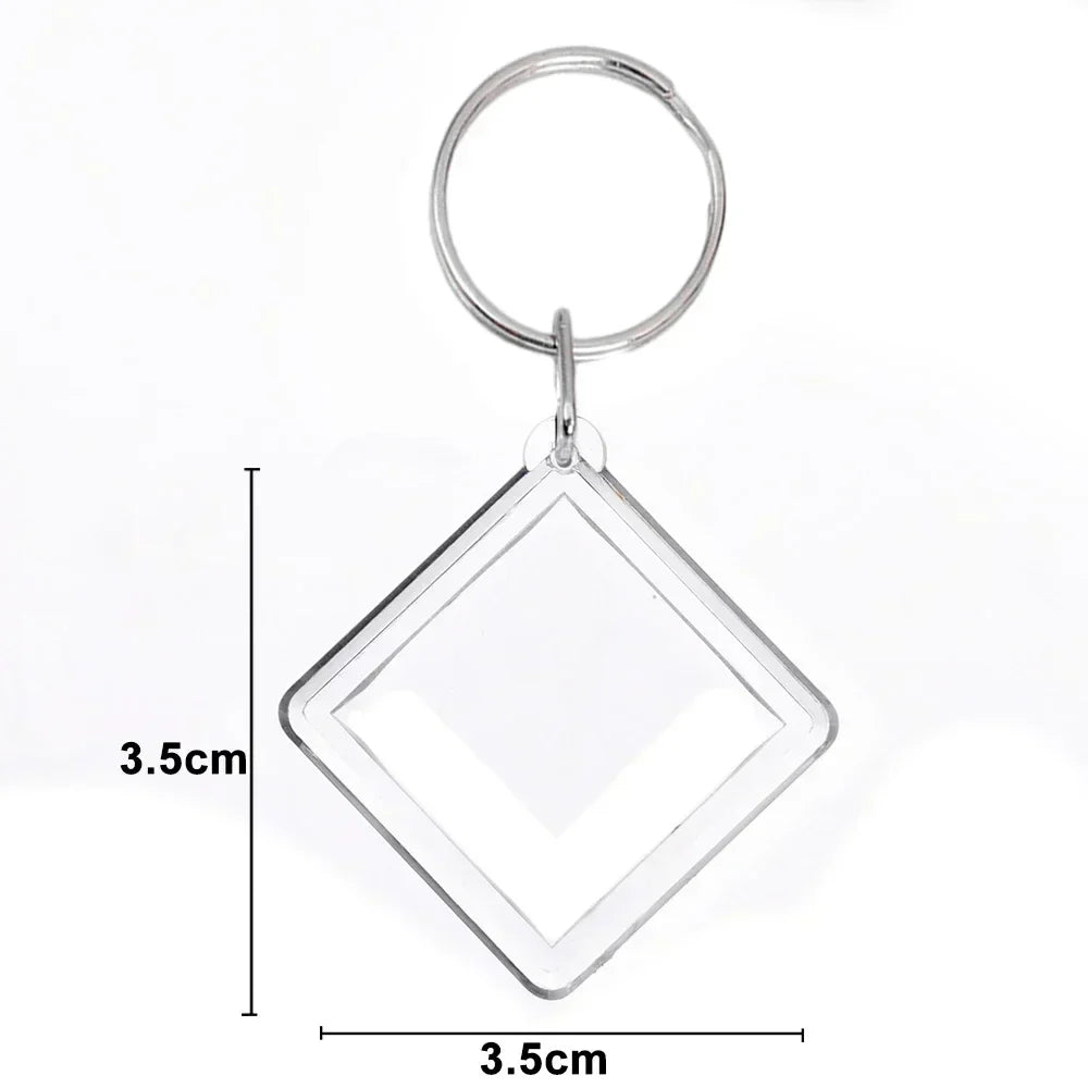 Clear Acrylic Photo Frame Keychains – Blank Rectangle Keyrings for Double-Sided Photos, DIY Supplies (5-100PCS)