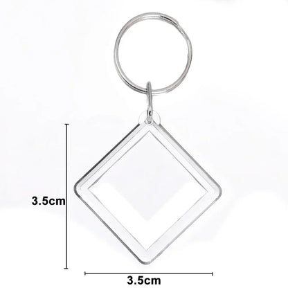 Clear Acrylic Photo Frame Keychains – Blank Rectangle Keyrings for Double-Sided Photos, DIY Supplies (5-100PCS)