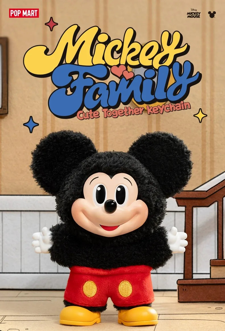 Original Pop Mart Mickey Family Keychain — Cute Vinyl Figure Blind Box for Kids & Collectors