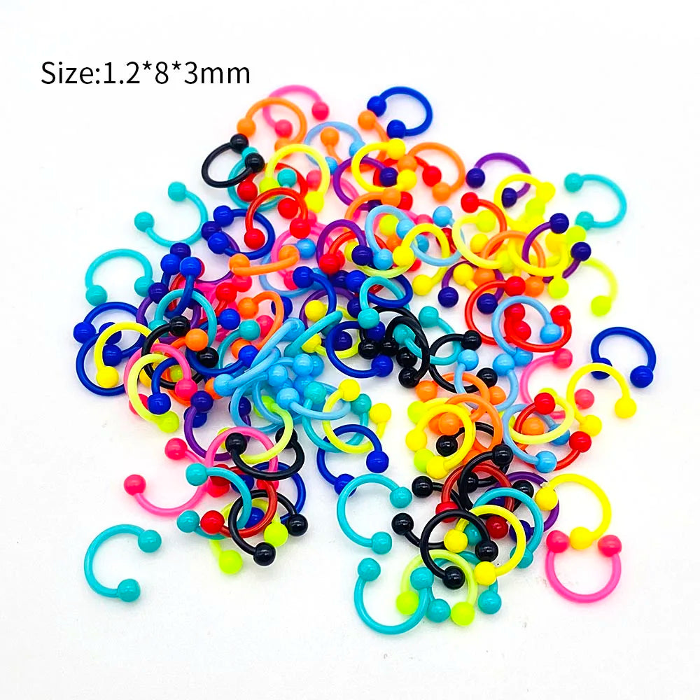 10/60PCS Clear Acrylic Body Jewelry – Transparent Lip, Ear, Nose, Tongue, Eyebrow & Belly Rings