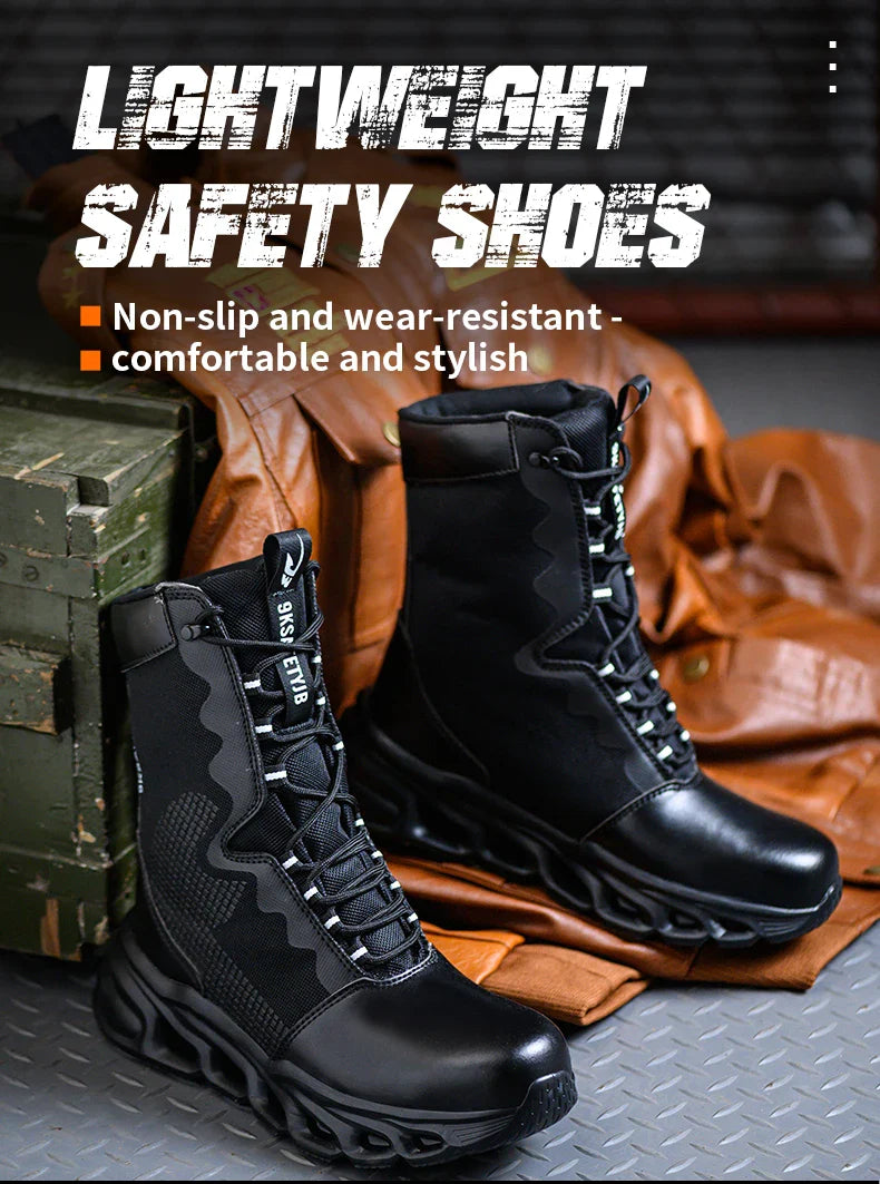 Men's Steel Toe Work Sneakers - Safety Shoes, Puncture-Proof Boots, Indestructible Lightweight Footwear for Security