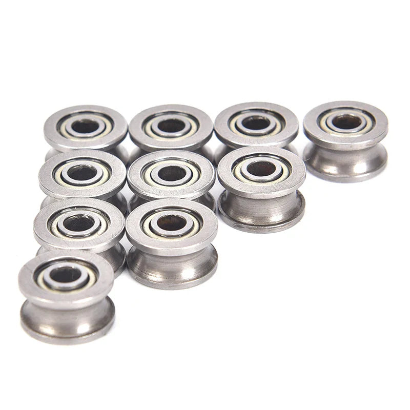 10pcs U624ZZ U Groove Ball Bearings - 4x13x7mm Guide Pulley for Rail Track Linear Motion