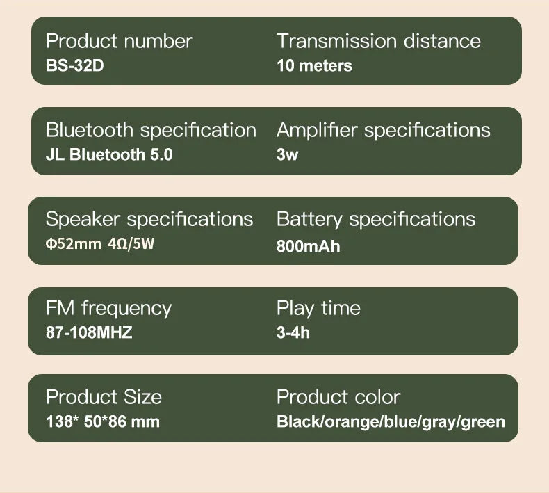 Wireless Portable Bluetooth Speaker — Mini Subwoofer Music Box with Hands-Free Function