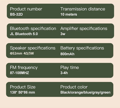 Wireless Portable Bluetooth Speaker — Mini Subwoofer Music Box with Hands-Free Function