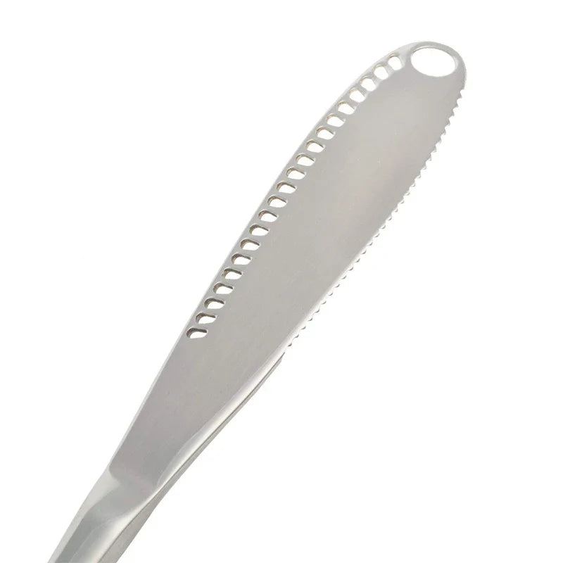 Stainless Steel Butter Knife with Holes: Versatile Cheese & Dessert Cutter - Multi-Purpose Kitchen Tool for Toast, Jam, and Cream