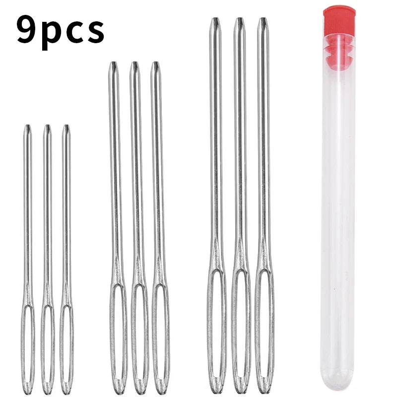 9PCS Large Eye Blunt Sewing Needles Set – Cross Stitch, Embroidery & Leather Craft Needles for Handmade Sewing Accessories