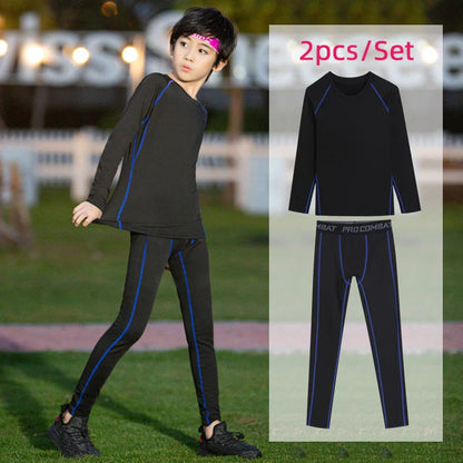 Kids Fitness Tracksuit - Youth Warm Pants and Tops, Compression Sports Clothes for Boys, Running and Basketball Sportswear