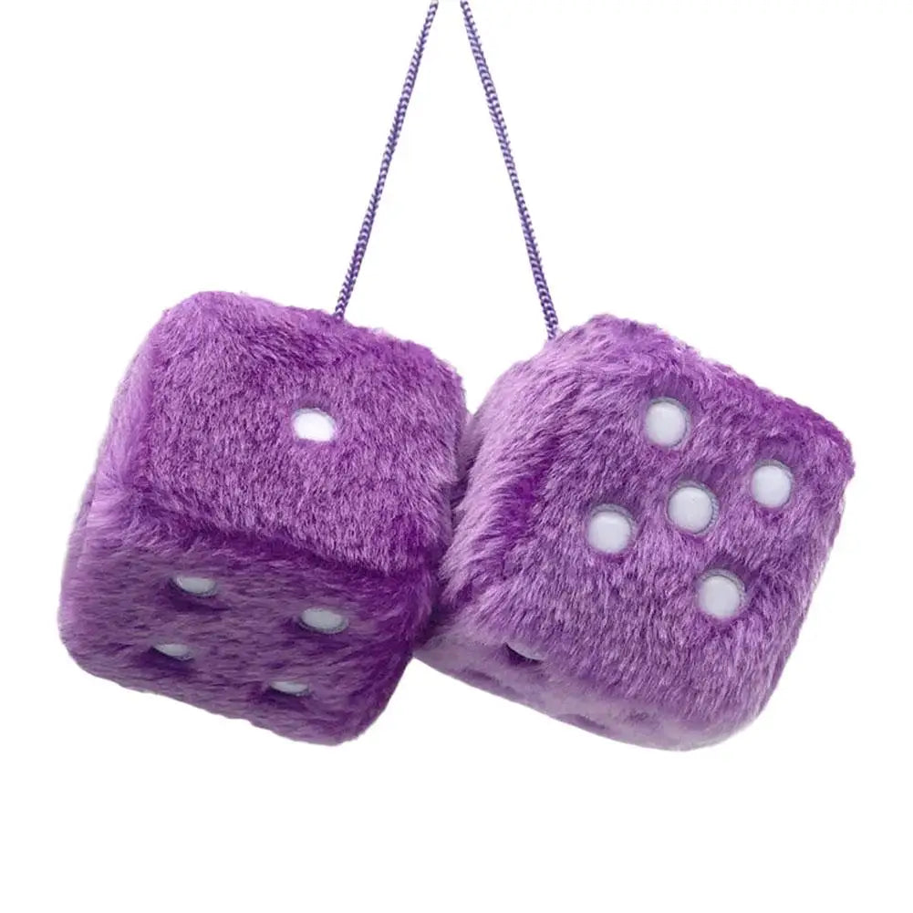 Long Hair Hot Stamping Dot Dice Plush Toy Cube – Anime Car Ornament & Decoration Pendant Accessory