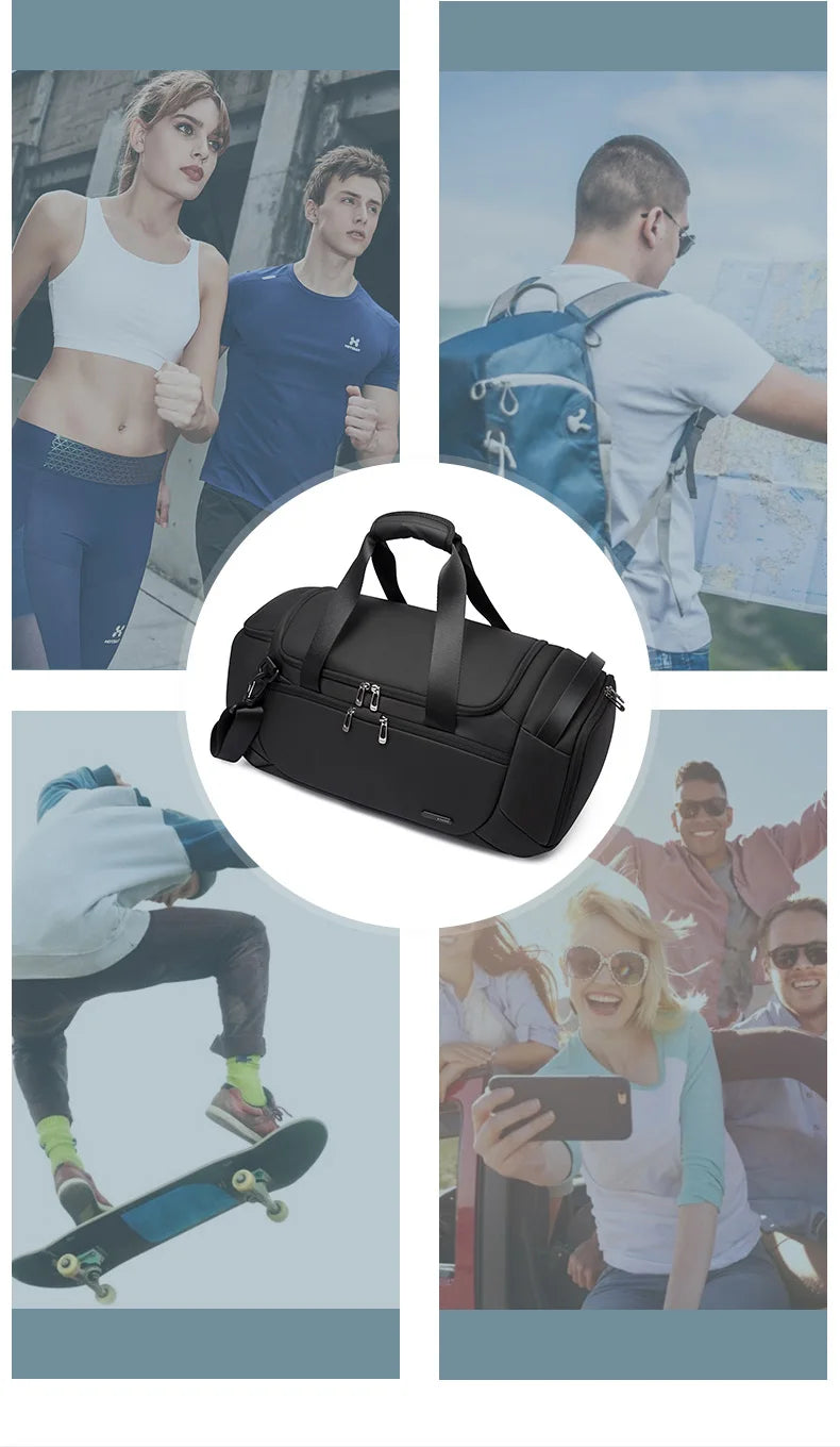 BANGE Waterproof Sports Gym Bag for Men - Fitness Training & Outdoor Dry Wet Separation Travel Bag