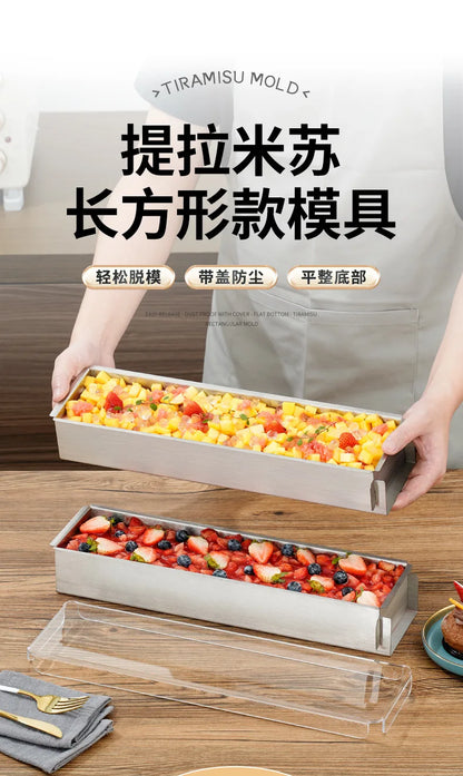 Tiramisu Removable Cake Mold Set — Stainless Steel Stand, Long Tray & Shovel Tool for Baking, Kitchen Accessories