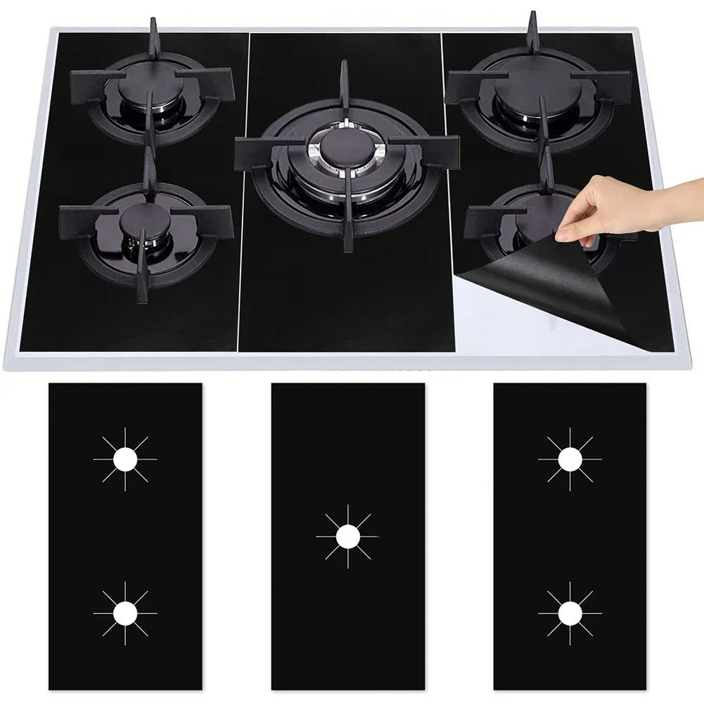 5-Hole Gas Stove Pad Set - Reusable Non-Stick Protective Cover for Kitchen Cleaning and Stovetop Scratch Prevention
