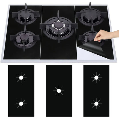 5-Hole Gas Stove Pad Set - Reusable Non-Stick Protective Cover for Kitchen Cleaning and Stovetop Scratch Prevention
