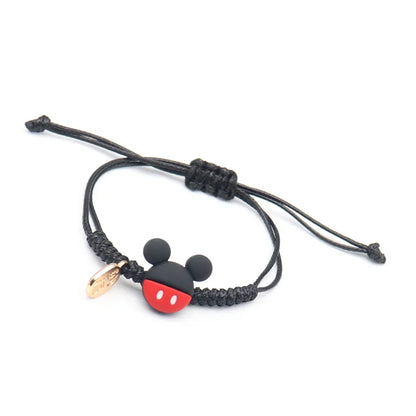 Mickey Mouse Hand-Woven Rope Bracelet – Cute Couple & Friends Fashion Jewelry, Adjustable Student Gift Wristband for Birthday & Casual Wear