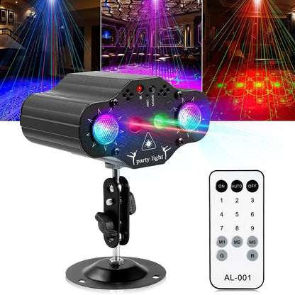 Voice-Controlled Stage DJ Laser Projector - Red Green Blue Strobe Lights for Disco Party, Club, Family Holiday, Christmas
