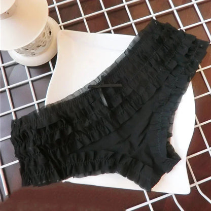 Sweet Women’s Lace Panties — Polka Dot & Flower Mesh Low Waist Briefs, Breathable Cozy Underwear