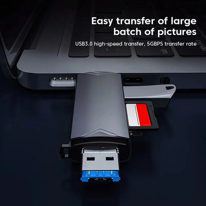 6 in 1 Multifunction USB 3.0 Card Reader: U Disk Type C/Micro USB/TF/SD Flash Drive Memory Card Reading Adapter - Phone Accessories