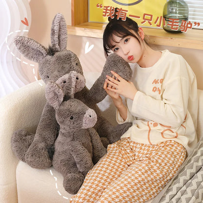 23/40/60cm Cute Burro Plush Toy — Grey Donkey Stuffed Animal, Soft Baby & Infant Doll, Birthday Gift & Room Decor