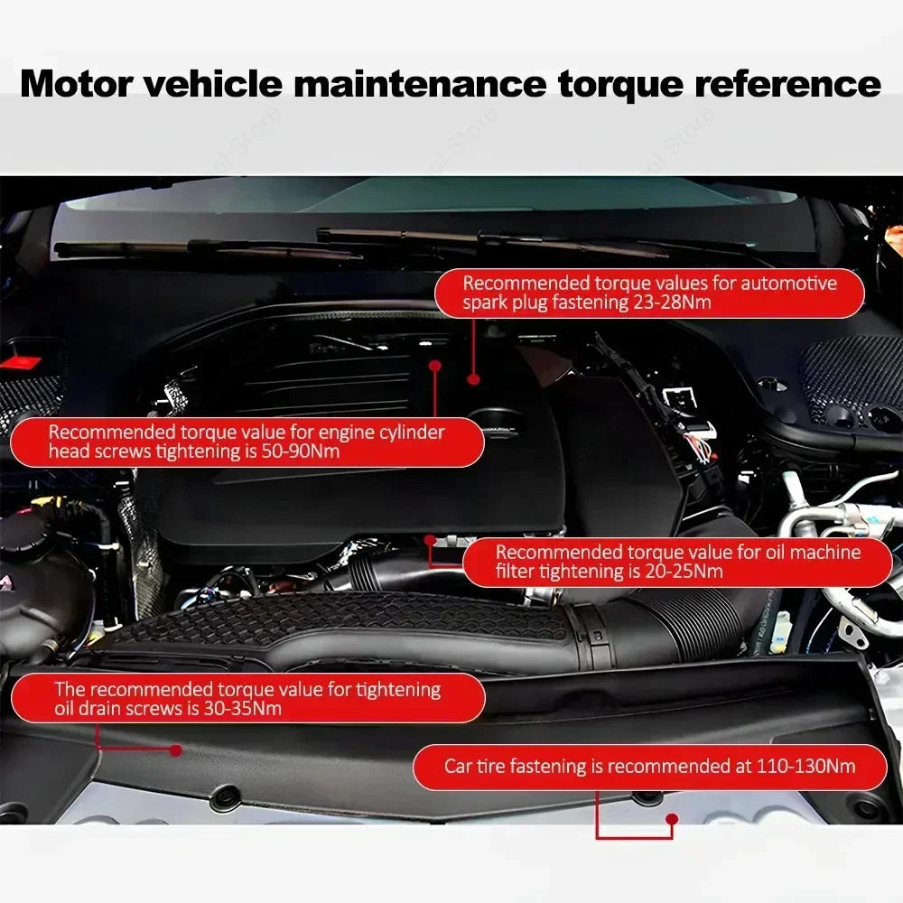 3/8” Bidirectional Torque Wrench — 5-60/19-110/10-140N·m Preset Tool for Bicycle, Motorcycle & Car Repair