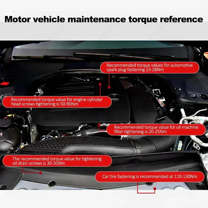 3/8” Bidirectional Torque Wrench — 5-60/19-110/10-140N·m Preset Tool for Bicycle, Motorcycle & Car Repair