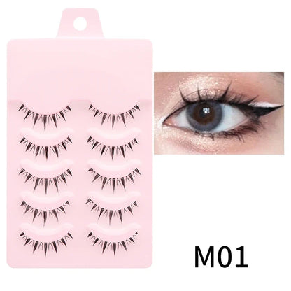Manga Style Soft Natural False Eyelashes Wispy Thick Daily Wear Makeup Lashes