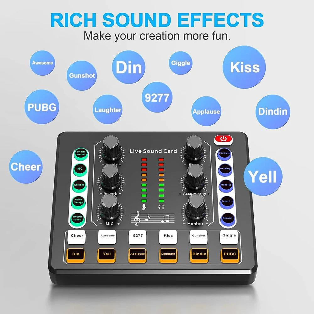 Audio Interface DJ Mixer Sound Card with Effects & Voice Changer for Streaming, Podcasting & Gaming   2/2